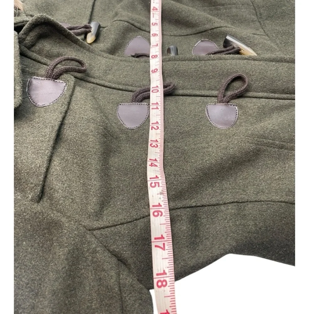 WET SEAL Women's Olive Green Toggle Jacket with Faux Fur Trim Size: S - Picture 5 of 9